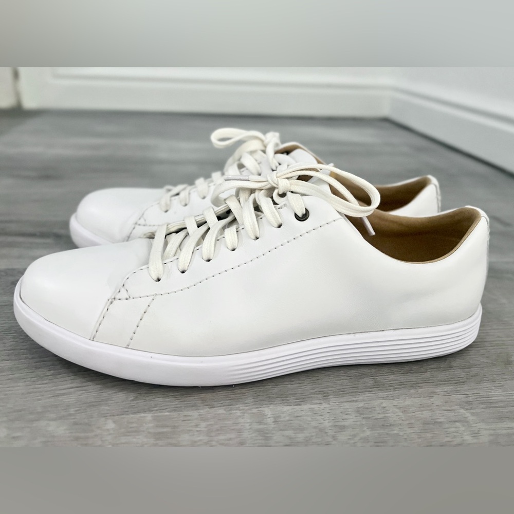 White Cole Haan Grand Crosscourt Sneakers Shoes, Women 8, Leather, Sezane Jack - Picture 3 of 9
